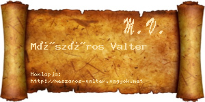 Mészáros Valter névjegykártya